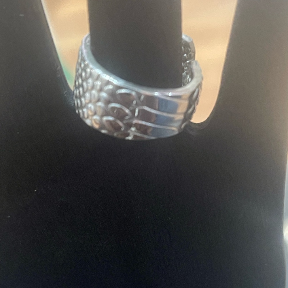 Silver Textured Ring handmade jewelry made from vintage silverware size 8